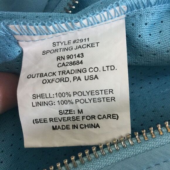 Outback Trading Company Full Zip Jacket Equestrian Blue Horse Design Sz Medium - Picture 12 of 12